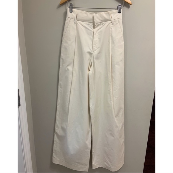 NWT Zara Cream Pleated Wide Leg Pants Size Small - Picture 2 of 11